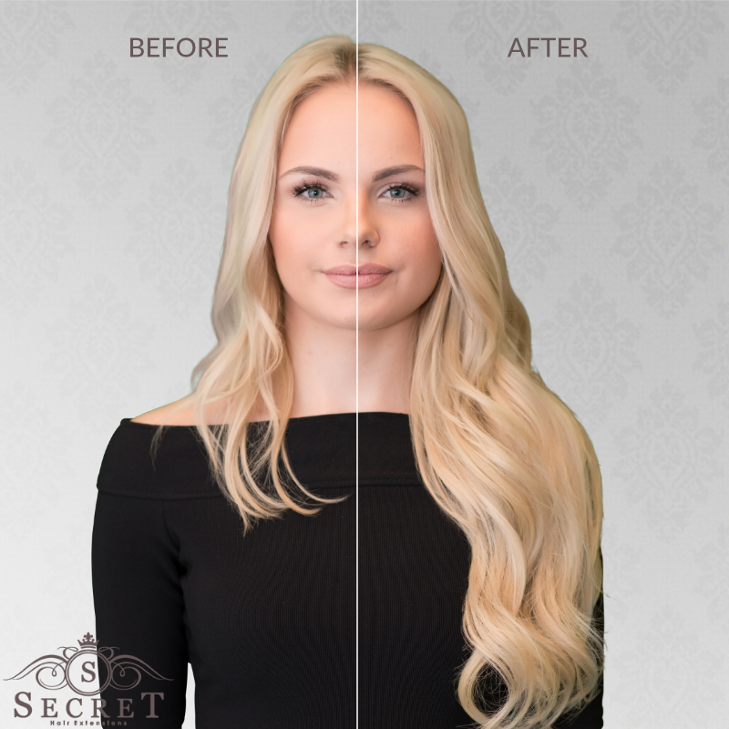 flip in hair extensions before and after